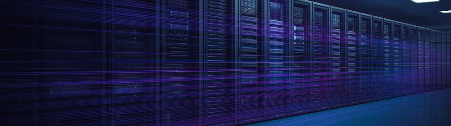 A person standing in front of a server